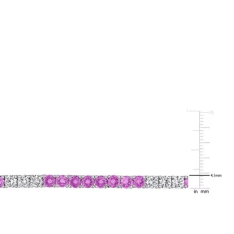 Lab Created Created Pink & White Sapphire Necklace in Yellow Plated Sterling Silver, 17"
