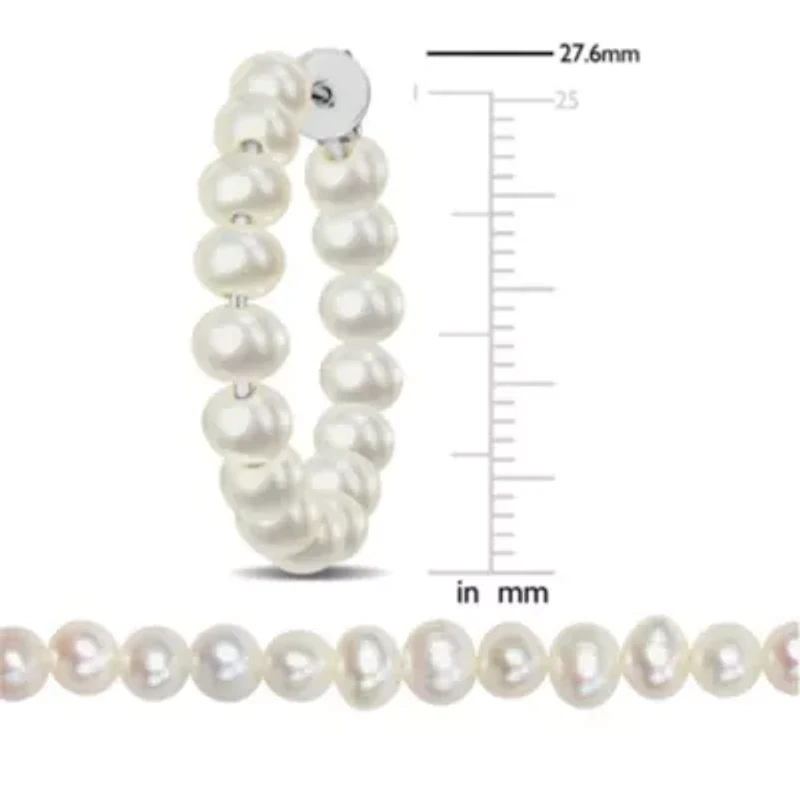 3 Piece Set of 4.5-5mm Freshwater Cultured Pearl Bracelet, Earrings & Necklace, 17"+2" Ext. & 7.25"+1" Ext.
