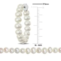 3 Piece Set of 4.5-5mm Freshwater Cultured Pearl Bracelet, Earrings & Necklace, 17"+2" Ext. & 7.25"+1" Ext.