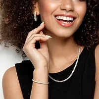 3 Piece Set of 4.5-5mm Freshwater Cultured Pearl Bracelet, Earrings & Necklace, 17"+2" Ext. & 7.25"+1" Ext.