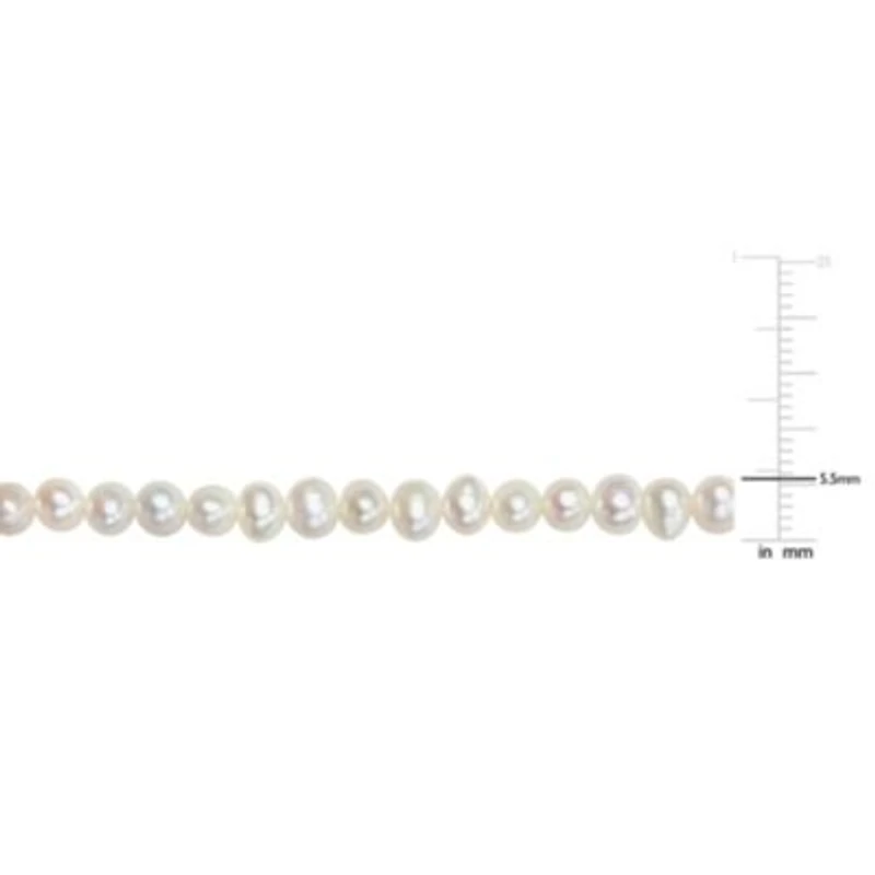 2 Piece Set of 4.5-5mm Freshwater Cultured Pearl Bracelet & Necklace, 17"+2"Ext. & 7.25+1" Ext.