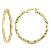 32mm Round Hoop Earrings in Yellow Plated Sterling SIlver