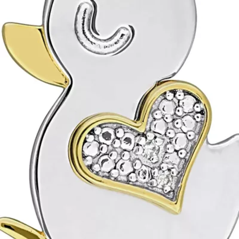 Diamond Pendant With Chain in Two-Tone Silver-18"