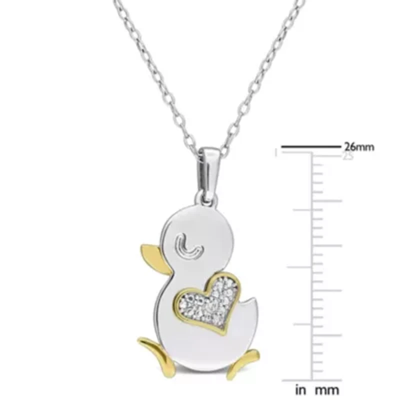 Diamond Pendant With Chain in Two-Tone Silver-18"