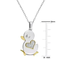 Diamond Pendant With Chain in Two-Tone Silver-18"