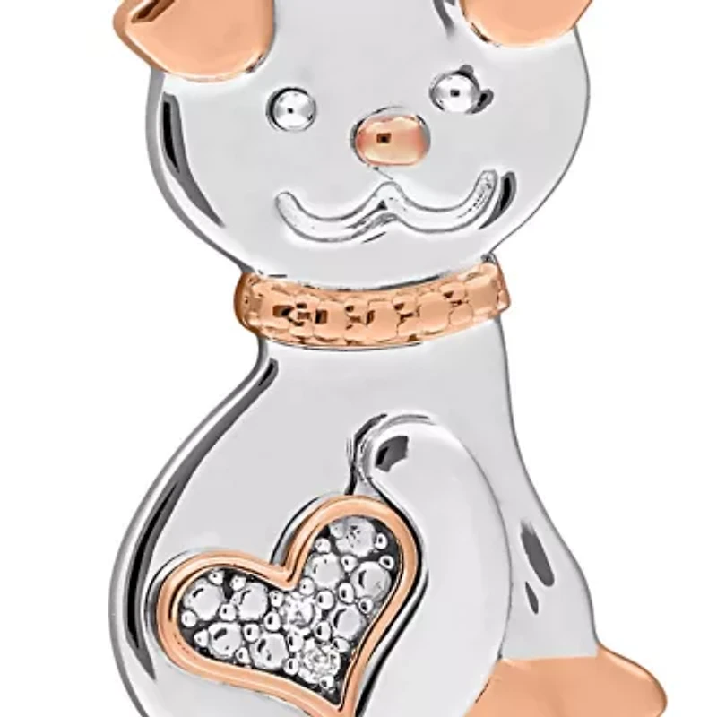 Diamond Pendant With Chain in Two-Tone Silver-18"