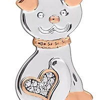 Diamond Pendant With Chain in Two-Tone Silver-18"