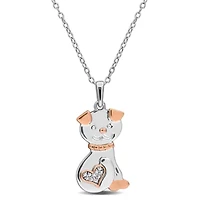 Diamond Pendant With Chain in Two-Tone Silver-18"