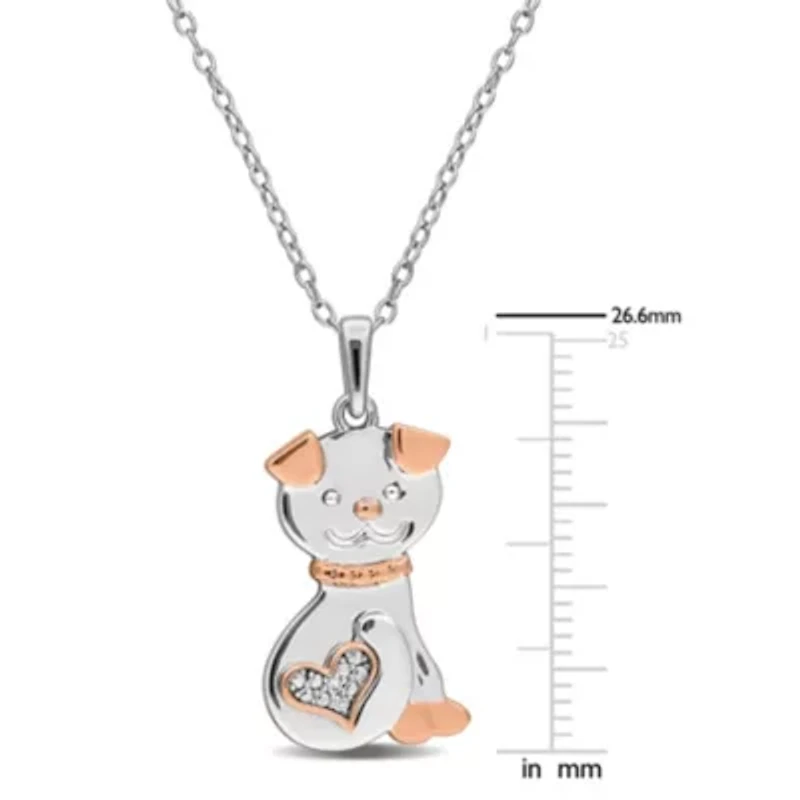 Diamond Pendant With Chain in Two-Tone Silver-18"
