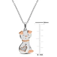 Diamond Pendant With Chain in Two-Tone Silver-18"