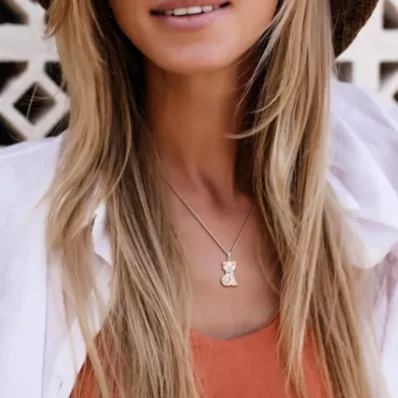 Diamond Pendant With Chain in Two-Tone Silver-18"