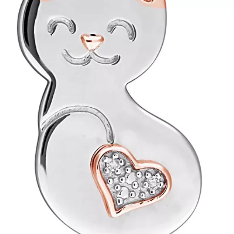 Diamond Accent Pendant With Chain in Two-Tone Silver-18"