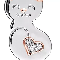 Diamond Accent Pendant With Chain in Two-Tone Silver-18"