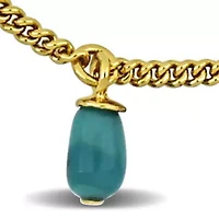 Compressed Light Blue Turquoise Necklace in Yellow Plated Sterling Silver-18"+2" ext.