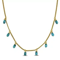 Compressed Light Blue Turquoise Necklace in Yellow Plated Sterling Silver-18"+2" ext.