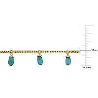 Compressed Light Blue Turquoise Necklace in Yellow Plated Sterling Silver-18"+2" ext.