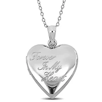 20mm Heart "Forever In My Heart" Pendant With Cable Chain Locket in Sterling Silver- 18 inch