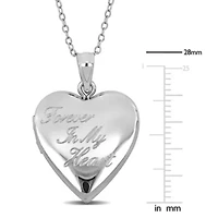 20mm Heart "Forever In My Heart" Pendant With Cable Chain Locket in Sterling Silver- 18 inch