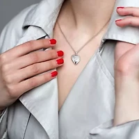 20mm Heart "Forever In My Heart" Pendant With Cable Chain Locket in Sterling Silver- 18 inch