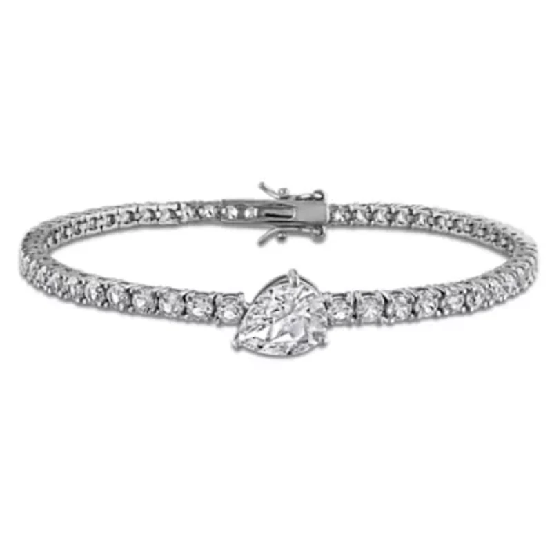 Lab Created Created White Sapphire Bracelet in Sterling Silver, 7.25"
