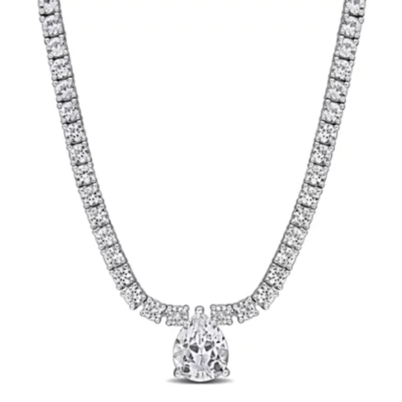 Lab Created Created White Sapphire Necklace in Sterling Silver, 17"
