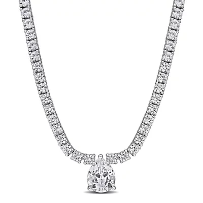 Lab Created Created White Sapphire Necklace in Sterling Silver, 17"