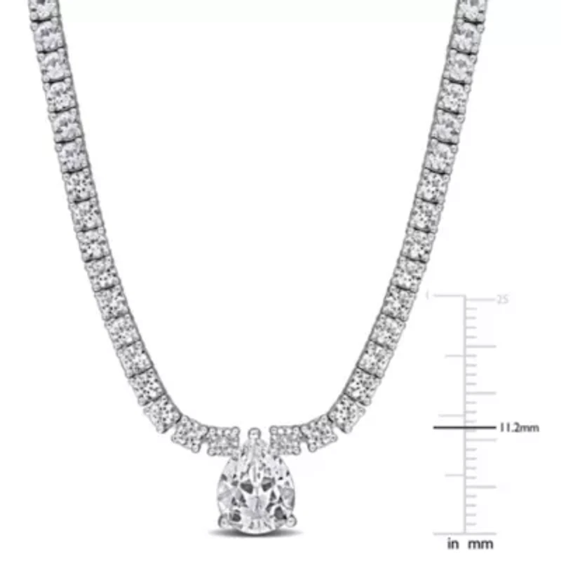 Lab Created Created White Sapphire Necklace in Sterling Silver, 17"