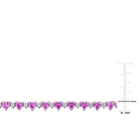 Lab Created Heart Created Pink Sapphire & Created White Sapphire Bracelet in Sterling Silver, 7"