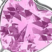 Lab Created Heart Created Pink Sapphire & Created White Sapphire Necklace in Sterling Silver, 16"