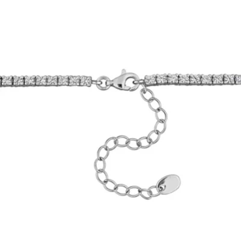 Lab Created Created Pink Sapphire & Created White Sapphire Necklace in Sterling Silver, 16"+2"ext