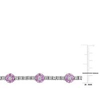 Lab Created Created Pink Sapphire & Created White Sapphire Necklace in Sterling Silver, 16"+2"ext