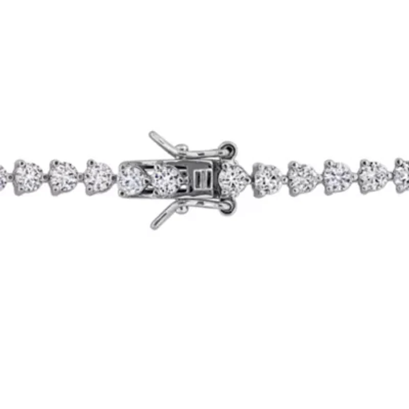 Lab Created Created Pink Sapphire & Created White Sapphire Bracelet in Sterling Silver, 7.25"
