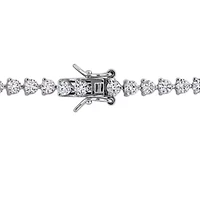 Lab Created Created Pink Sapphire & Created White Sapphire Bracelet in Sterling Silver, 7.25"
