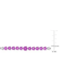 Lab Created Created Pink Sapphire & Created White Sapphire Bracelet in Sterling Silver, 7.25"