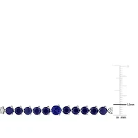 Lab Created Created Blue Sapphire & Created White Sapphire Bracelet in Sterling Silver, 7.25"