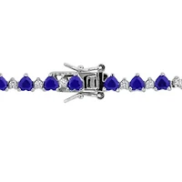 Lab Created Created Blue Sapphire & Created White Sapphire Bracelet in Sterling Silver, 7"