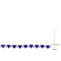 Lab Created Created Blue Sapphire & Created White Sapphire Bracelet in Sterling Silver, 7"