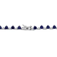 Lab Created Created Blue Sapphire & Created White Sapphire Necklace in Sterling Silver, 16"