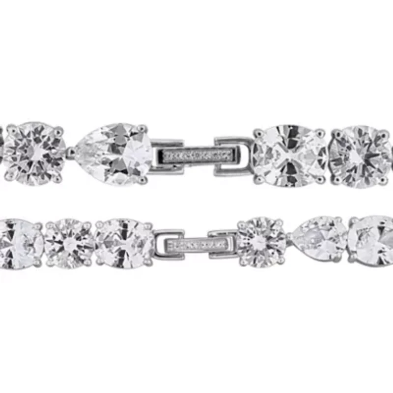 Lab Created 2-Piece Set of Created White Sapphire Lariat Necklace & Bracelet in Sterling Silver - 16 in + 7 in