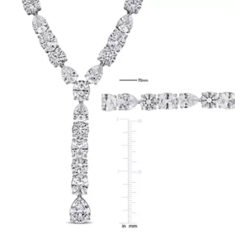 Lab Created 2-Piece Set of Created White Sapphire Lariat Necklace & Bracelet in Sterling Silver - 16 in + 7 in