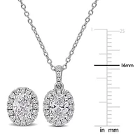 2-Piece Set of Lab-Grown Diamond Pendant with Chain & Stud Earrings in Sterling Silver - 17 in