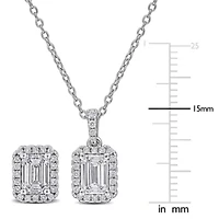 2-Piece Set of Lab-Grown Diamond Pendant with Chain & Stud Earrings in Sterling Silver - 17 in