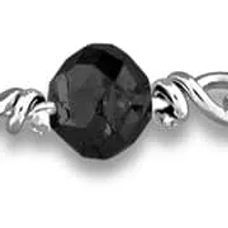 2-Piece Set of Black Bead Diamond Station Necklace & Bracelet in Sterling Silver - 18 in | 7 in + 0.5 ext.