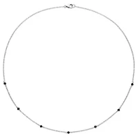 2-Piece Set of Black Bead Diamond Station Necklace & Bracelet in Sterling Silver - 18 in | 7 in + 0.5 ext.