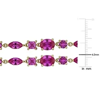 Lab Created 2-Piece Set of Created Pink Sapphire Necklace & Bracelet in Yellow Plated Sterling Silver - 18 in + 1 ext. | 7.5 in + 1 ext.