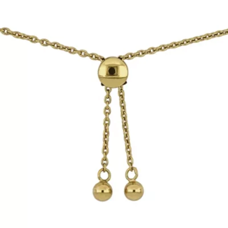 2-Piece Set of Multi-Gem Curved Bar Station Necklace & Bolo Bracelet in Yellow Plated Sterling Silver - 18 in + 1 ext. | 5-10 in