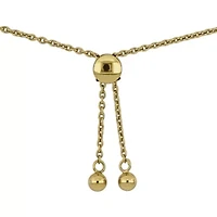 2-Piece Set of Multi-Gem Curved Bar Station Necklace & Bolo Bracelet in Yellow Plated Sterling Silver - 18 in + 1 ext. | 5-10 in