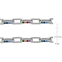 Lab Created 2-Piece Set of Multi-Gem Link Necklace & Bracelet in Sterling Silver - 18 in + 2 ext. | 7 in + 1 ext.