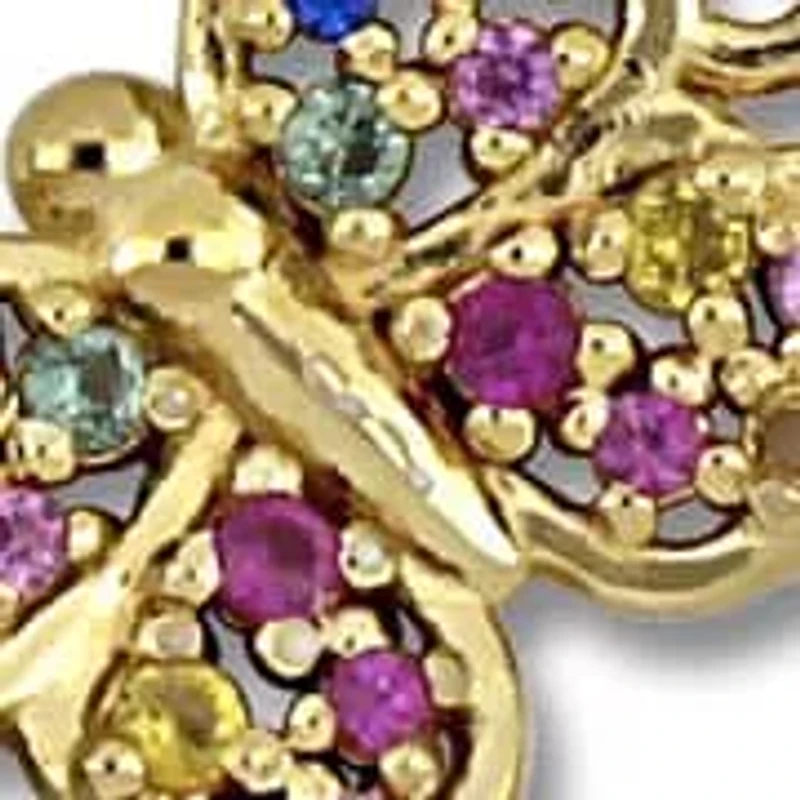 Lab Created 2-Piece Set of Multi-Gem Multi Charm Necklace & Bolo Bracelet in Yellow Plated Sterling Silver - 18 in + 2 ext. | 5-10 in