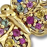 Lab Created 2-Piece Set of Multi-Gem Multi Charm Necklace & Bolo Bracelet in Yellow Plated Sterling Silver - 18 in + 2 ext. | 5-10 in